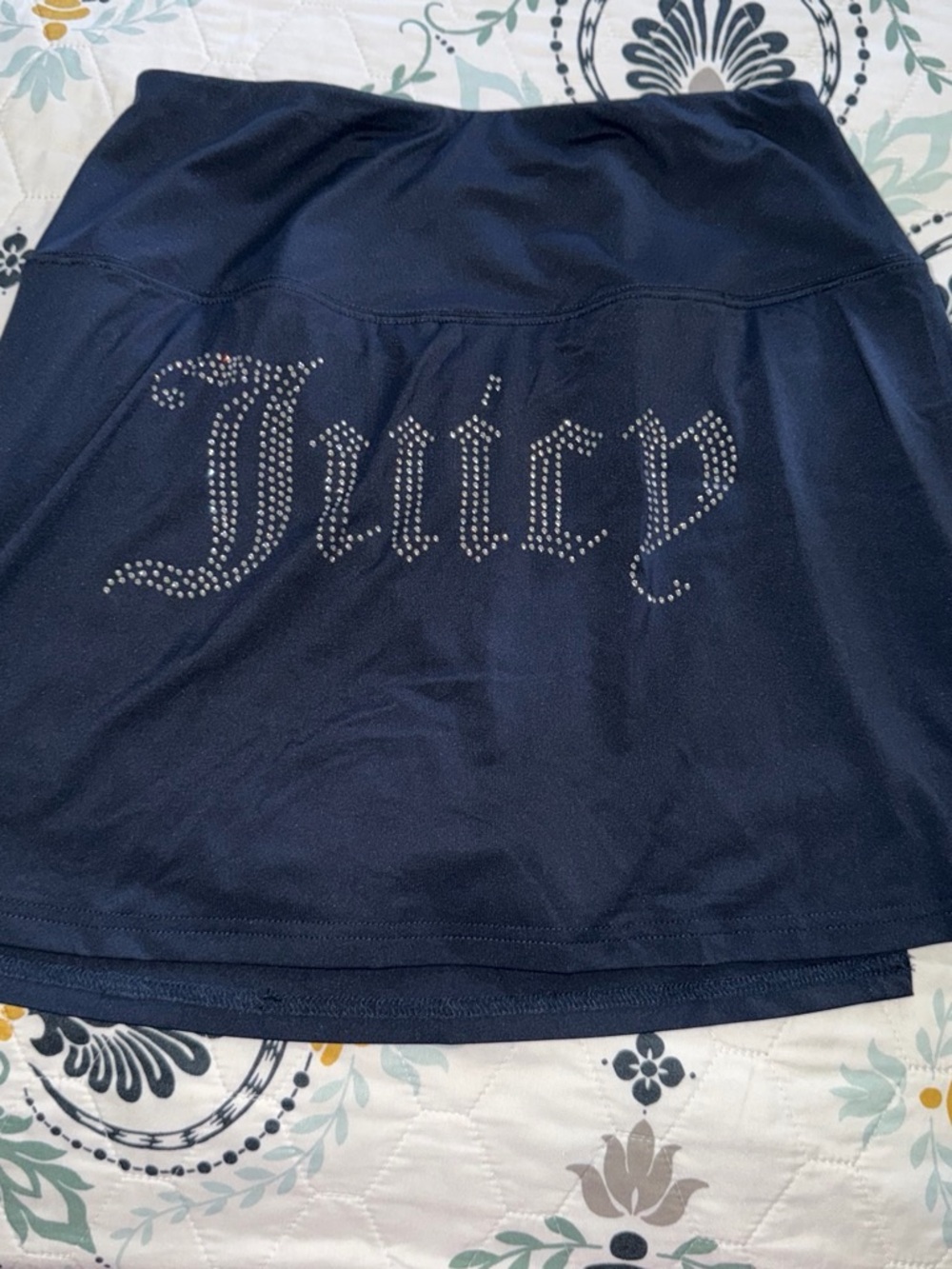 Juicy Couture Navy Rhinestone Logo Circle Skirt